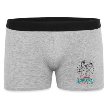 Endlich Schulkind 2026 Dino Feier - Männer Boxer Shorts - Grau meliert - Vorne