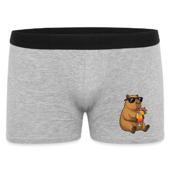 Capybara mit Sonnen-Cocktail-Style - Männer Boxer Shorts - Grau meliert - Vorne