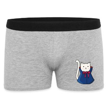 Süße Vampir Katze Dracula - Männer Boxer Shorts - Grau meliert - Vorne