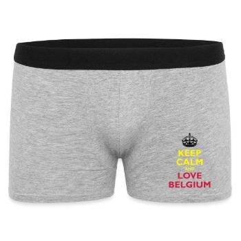 Keep Calm & Love Belgium - Männer Boxer Shorts - Grau meliert - Vorne