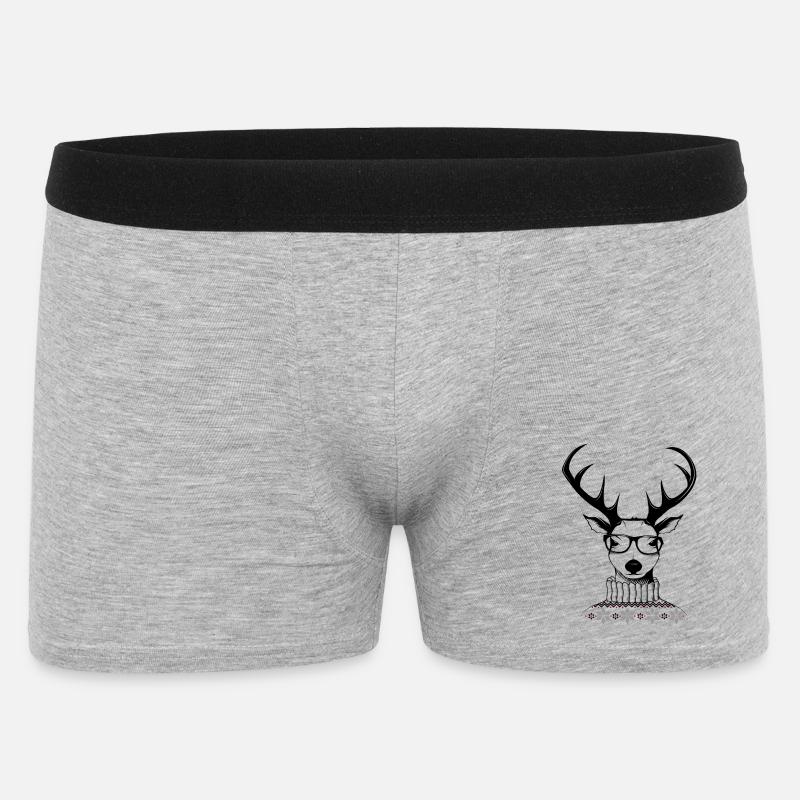 Hipster Hirsch - Männer Boxer Shorts - Grau meliert