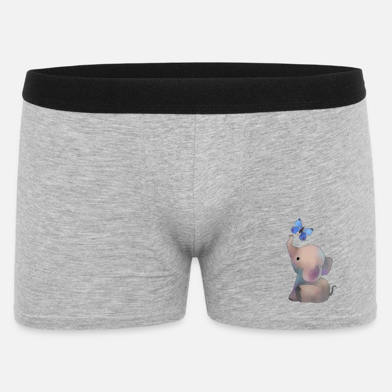 Elefant mit Schmetterling - Männer Boxer Shorts - Grau meliert