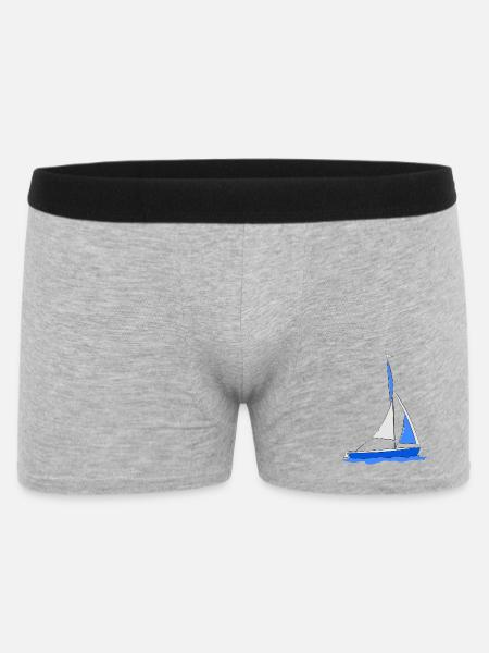 Segelboot im Wasser Blau - Männer Boxer Shorts - Grau meliert