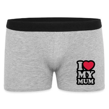 I love my mum - Ich liebe meine Mama - Männer Boxer Shorts - Grau meliert - Vorne