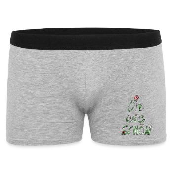 Oh wie schön! Lieber Spruch Kompliment mit Rose - Männer Boxer Shorts - Grau meliert - Vorne
