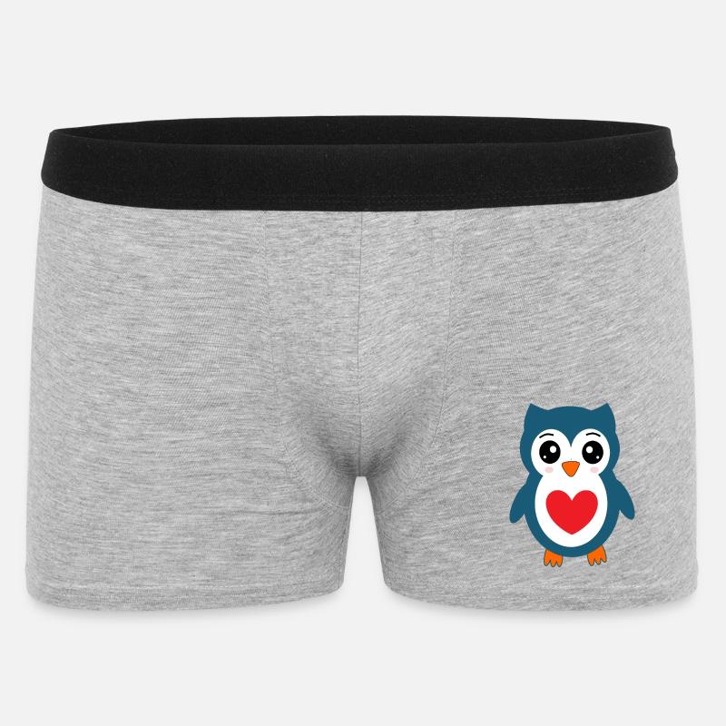 Eule blaue Eule  - Männer Boxer Shorts - Grau meliert
