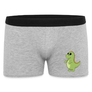 Fröhlicher GrünDino - Männer Boxer Shorts - Grau meliert - Vorne