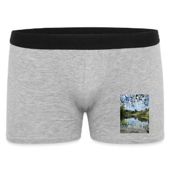 Spiegelsee im Waldrand - Männer Boxer Shorts - Grau meliert - Vorne