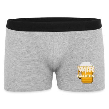 Wir Saufen Pixel Bier Motiv - Männer Boxer Shorts - Grau meliert - Vorne
