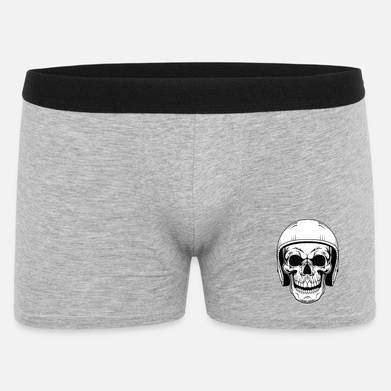 BIKER SCHÄDEL - Männer Boxer Shorts - Grau meliert