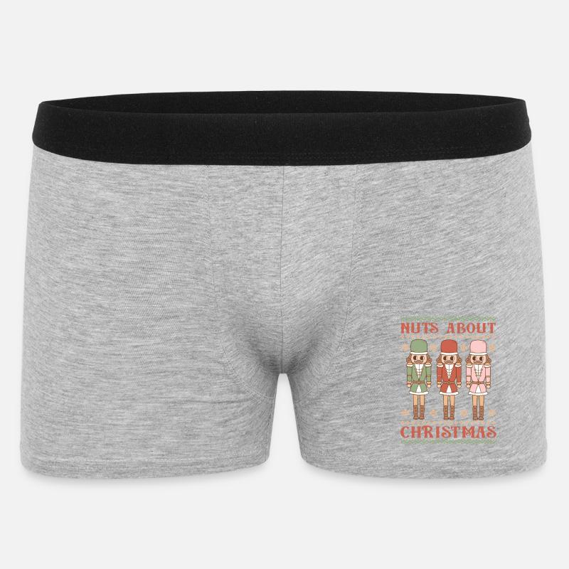 Hässlicher Weihnachtspullover - Männer Boxer Shorts - Grau meliert