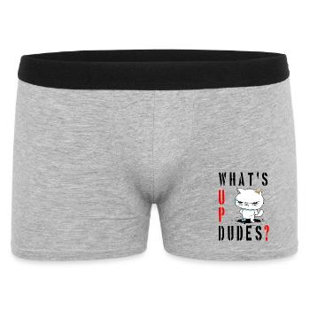 whats up dudes? Angry Cat - Männer Boxer Shorts - Grau meliert - Vorne