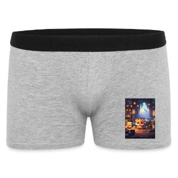 Kuschelfuchs in magischer Werkstatt - Männer Boxer Shorts - Grau meliert - Vorne