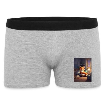 Nächtlicher Fuchs im Kuschelzimmer - Männer Boxer Shorts - Grau meliert - Vorne