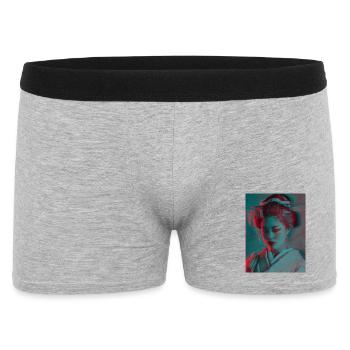 Portrait néon de geisha glitch - Boxer Homme - gris chiné - Devant
