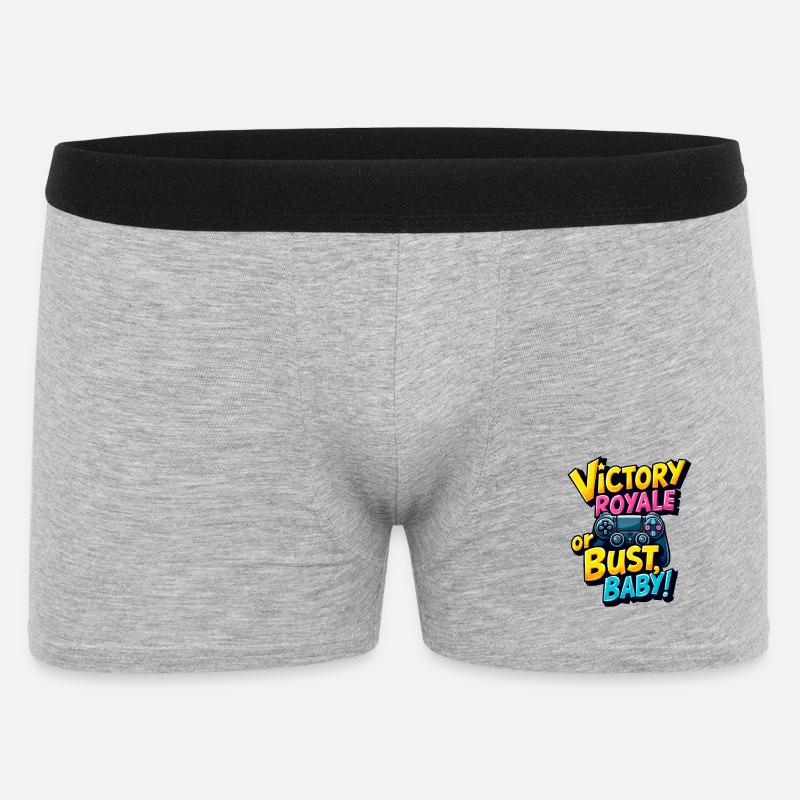VICTORY ROYALE ODER PLEITE, BABY! - Männer Boxer Shorts - Grau meliert