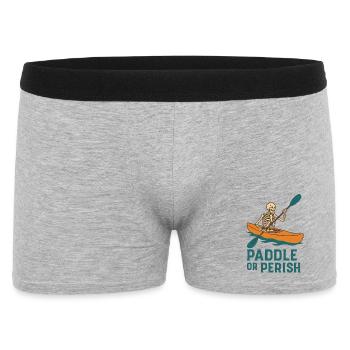 Paddel dich ins Jenseits – Skelett im Kajak - Männer Boxer Shorts - Grau meliert - Vorne