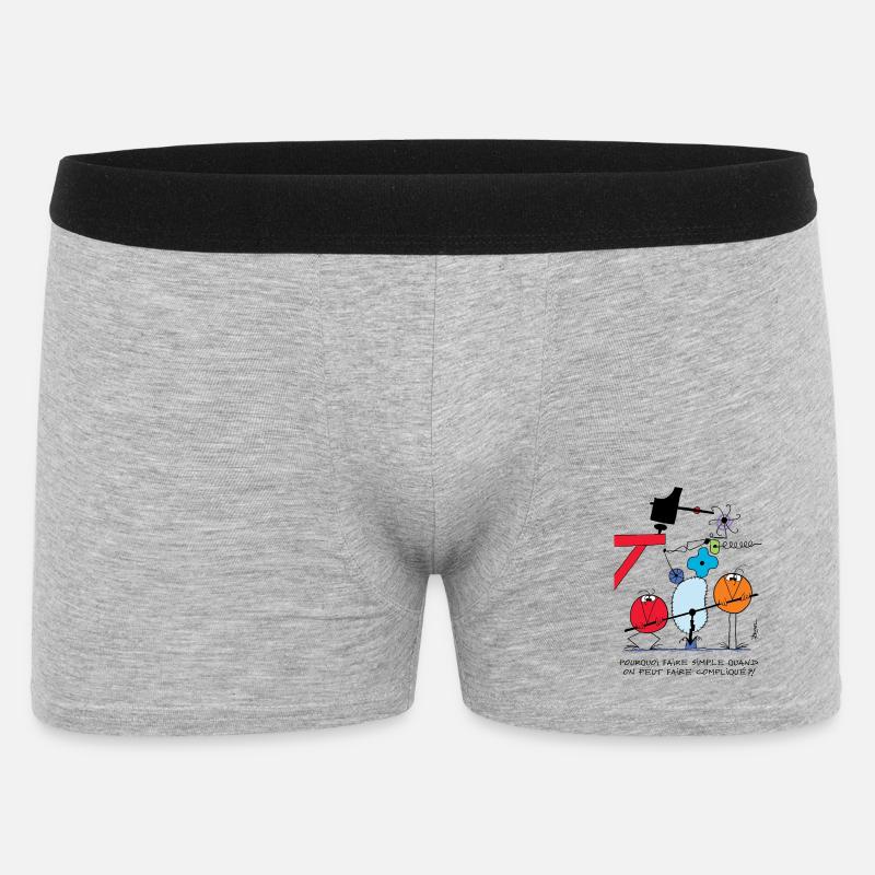 Warum es mit Shadoks einfach machen! - Männer Boxer Shorts - Grau meliert