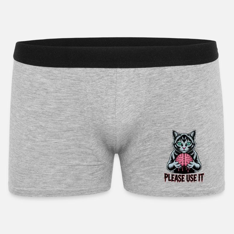 Zombie-Katze, bitte benutzen Sie sie - Männer Boxer Shorts - Grau meliert
