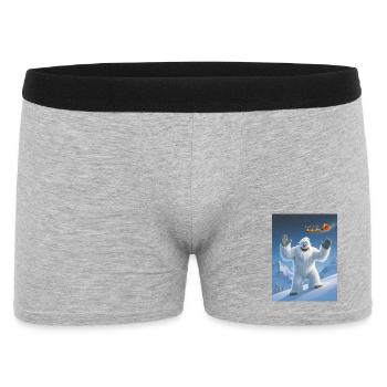 Yeti waving at Santa Claus flying overhead - Men's Boxer Shorts - heather grey - Front
