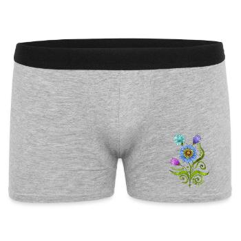 Blumen - Männer Boxer Shorts - Grau meliert - Vorne