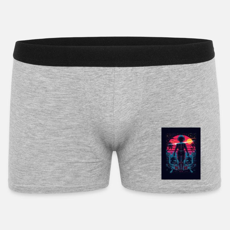 Astronaut Neon Sunset - Männer Boxer Shorts - Grau meliert