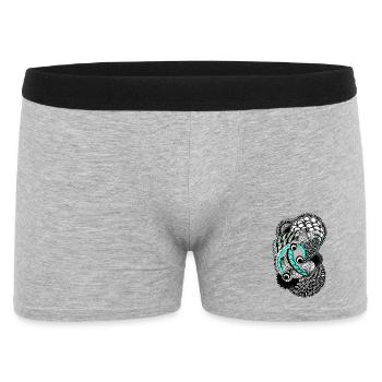 Koi Line Art in Turquoise and Black - Men's Boxer Shorts - heather grey - Front