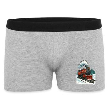 Winterliche Dampflok Comic - Männer Boxer Shorts - Grau meliert - Vorne