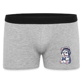 Gaming Husky with Headphones Gamer Dog - Men's Boxer Shorts - heather grey - Front