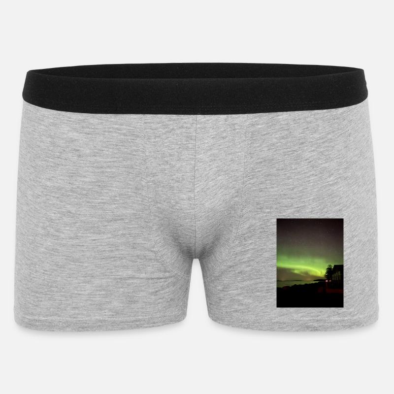 Aurora Boreale sulla spiaggia di notte - Boxer da uomo - grigio melange