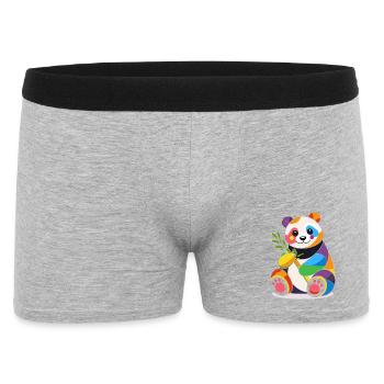 Panda coloré avec du bambou – Design joyeux - Boxer Homme - gris chiné - Devant