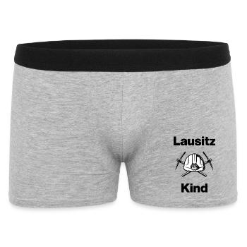 LAUSITZ KIND, GLÜCK AUF! AUF KOHLE GEBOREN  - Männer Boxer Shorts - Grau meliert - Vorne