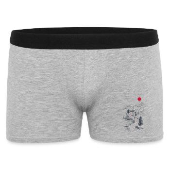 Roter Pfad durch Berglandschaft - Männer Boxer Shorts - Grau meliert - Vorne