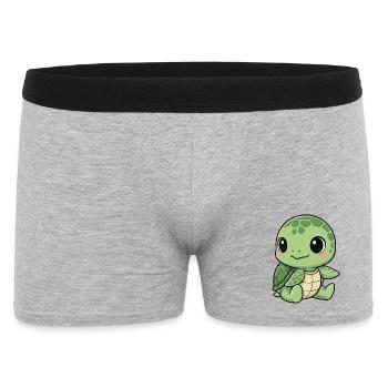 Cute Turtle Cartoon Laughing Joy Water Lily - Men's Boxer Shorts - heather grey - Front