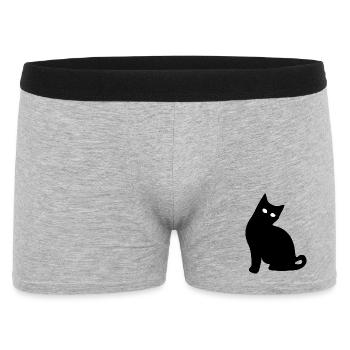 Silhouette de chat Cadeau noir Amoureux des chats - Boxer Homme - gris chiné - Devant