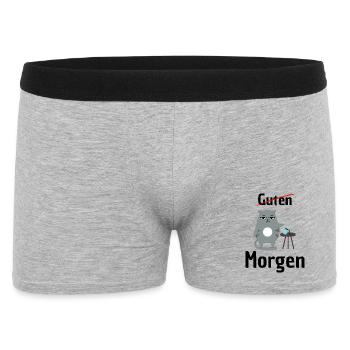 KEIN GUTEN MORGEN – MÜDE KATZE! KAFFEE, KEINE LUST - Männer Boxer Shorts - Grau meliert - Vorne