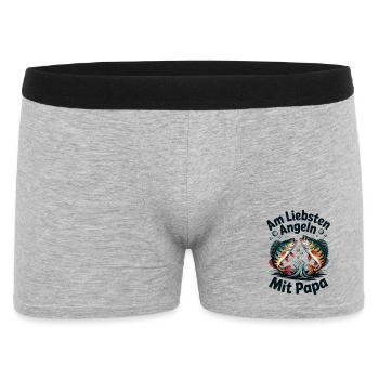 Am Liebsten Angeln Mit Papa - Männer Boxer Shorts - Grau meliert - Vorne