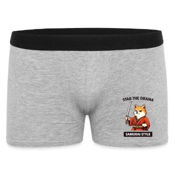 Samurai Shiba: Stab the Drama - Men's Boxer Shorts - heather grey - Front