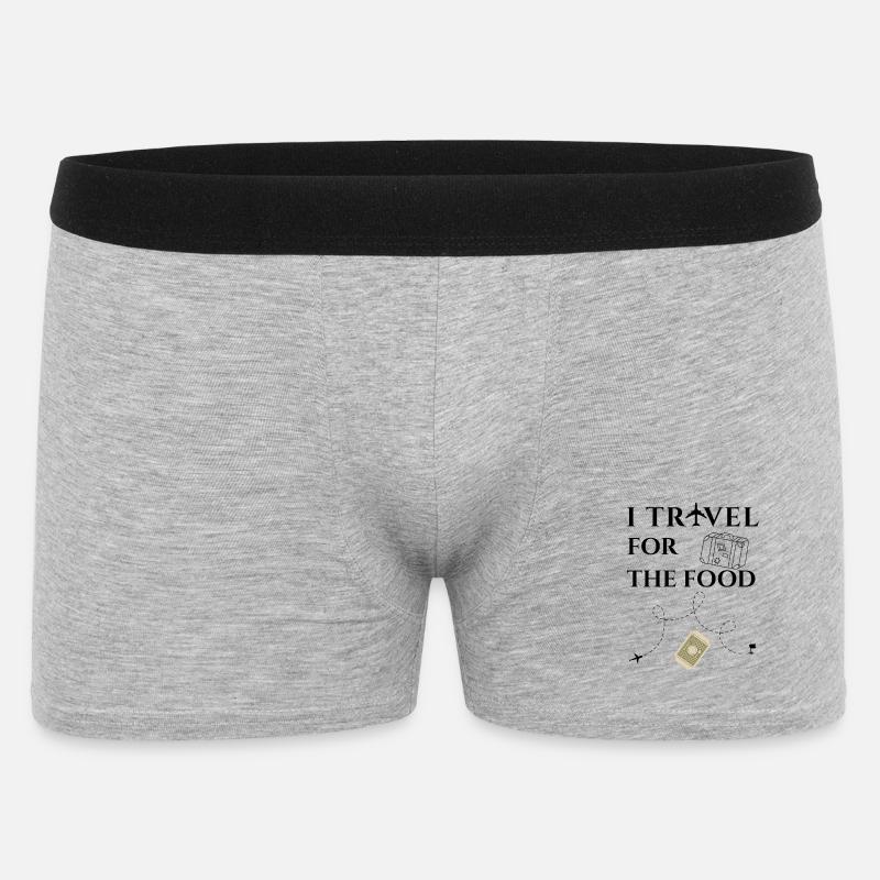 Ich reise fürs Essen - Männer Boxer Shorts - Grau meliert