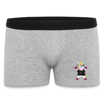 Regenbogen Einhorn Rocker - Männer Boxer Shorts - Grau meliert - Vorne