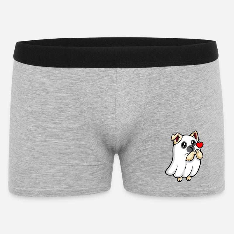 Eurasier | Puppy Geist Ghost | Kawaii - Männer Boxer Shorts - Grau meliert