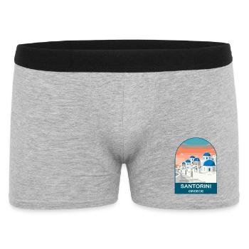 Affiche de voyage vintage à Santorin en Grèce - Boxer Homme - gris chiné - Devant