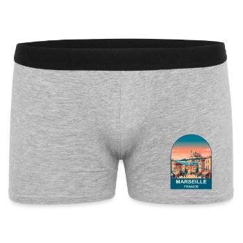 Marseille France Port City Vintage Travel Poster - Men's Boxer Shorts - heather grey - Front