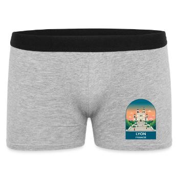 Lyon France City Skyline Vintage Travel Poster - Men's Boxer Shorts - heather grey - Front