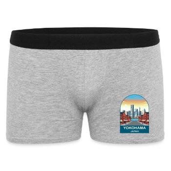 Yokohama Japan Minato Mirai Reiseplakat - Männer Boxer Shorts - Grau meliert - Vorne