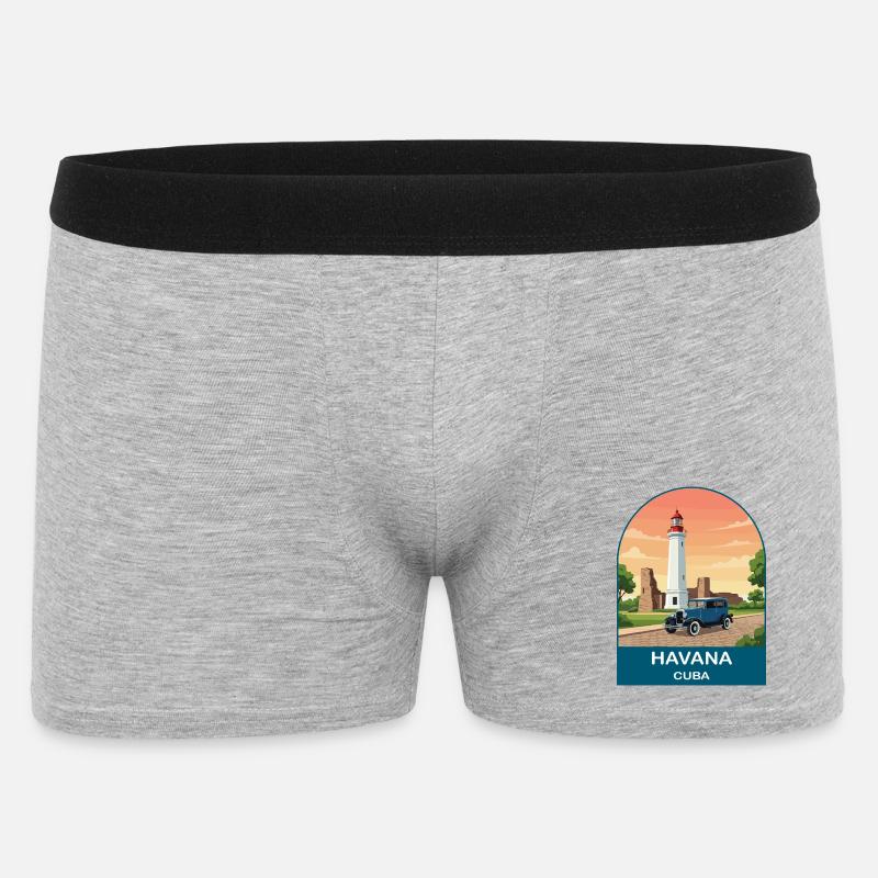 Havana Cuba Oldtimer-Reiseplakat - Männer Boxer Shorts - Grau meliert