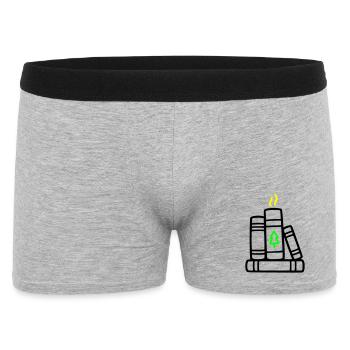 Bücherstapel Baum Natur Lesen Buchclub Wald - Männer Boxer Shorts - Grau meliert - Vorne