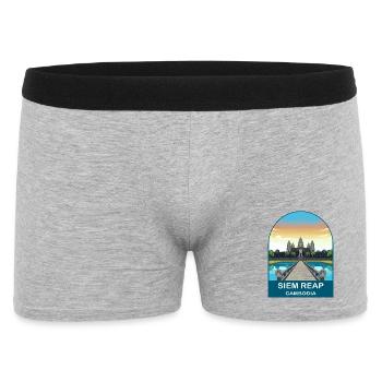 Siem Reap Cambodge Angkor Wat Vintage Travel Post - Boxer Homme - gris chiné - Devant