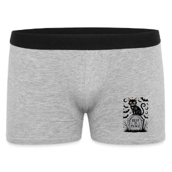 A black cat on the Rest in Peace tombstone - Men's Boxer Shorts - heather grey - Front