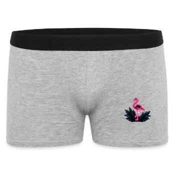 Neon Flamingo Tropisches Leuchten - Männer Boxer Shorts - Grau meliert - Vorne